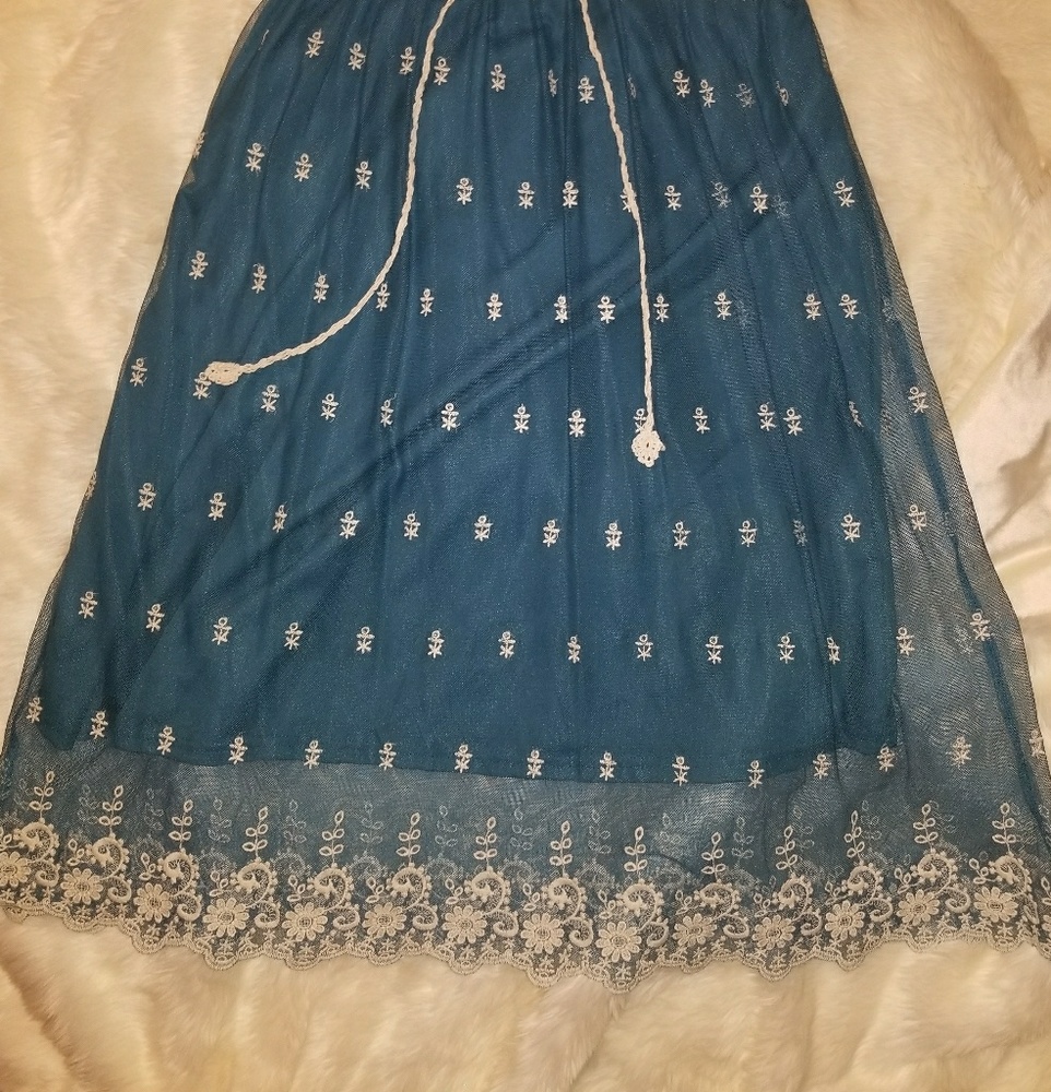 Beautiful teal and cream dress